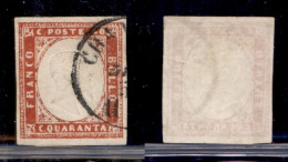 Antichi Stati Italiani - Sardegna - 1859 - 40 Cent (16B - Rosso Mattone) Usato (450) - Altri & Non Classificati