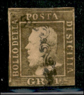 Antichi Stati Italiani - Sicilia - 1859 - 1 Grano (4a - Bruno Oliva Scuro) Usato - Ritagliato In Basso Lungo Il Disegno  - Other & Unclassified