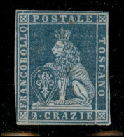 Antichi Stati Italiani - Toscana - 1851 - 2 Crazie (5) Corto Di Margini - Gomma Parziale Recuperata - Lievi Assottigliam - Sonstige & Ohne Zuordnung