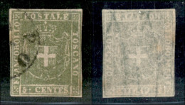 Antichi Stati Italiani - Toscana - 1860 - 5 Cent (18b - Oliva Giallastro) Usato (400) - Autres & Non Classés