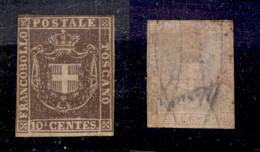 Antichi Stati Italiani - Toscana - 1860 - 10 Cent (19) - Gomma Originale - Corto A Sinistra E Stretto In Alto (8.000) - Other & Unclassified