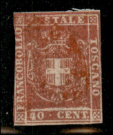 Antichi Stati Italiani - Toscana - 1860 - 40 Cent (21) Corto In Verticale - Annullamento (rosso) Invisibile E Piena Gomm - Andere & Zonder Classificatie