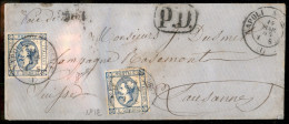 Regno - Vittorio Emanuele II - Bustina Affrancata Con Due 15 Cent Litografico (12 - I Tipo) Da Napoli Per La Svizzera De - Otros & Sin Clasificación