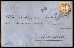 Regno - Vittorio Emanuele II - Lettera Affrancata Con 10 Cent V. Emanuele II (14E) Da Milano A Bellinzona Del 6 Giu. 63 - Andere & Zonder Classificatie