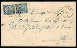 Regno - Vittorio Emanuele II - Lettera Con Coppia Verticale 20/15 Cent I Tipo (23) Con Bollo Numerale 365 Da Avola 16 Di - Andere & Zonder Classificatie