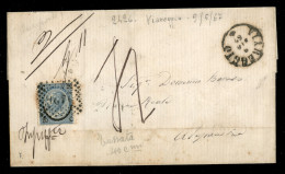 Regno - Vittorio Emanuele II - 20 Cent Ferro Di Cavallo (25) Su Lettera Con Annullo Np.2426 + Viareggio 19 Mg.67 Con Man - Otros & Sin Clasificación