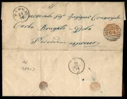 Regno - Vittorio Emanuele II - Lettera Con 20 Cent (28) Con Annullo Numerale A Sbarre 2643 Da Piove 21/12 Del 1878 A Dol - Andere & Zonder Classificatie