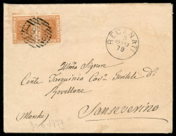Regno - Vittorio Emanuele II - Lettera Con Coppia 20 Cent (28) Con Annullo Numerale A Sbarre 1866 Da Recanati 3 Giu. 79  - Andere & Zonder Classificatie