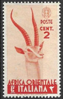 AFRICA ORIENTALE ITALIANA - 1938 - VITTORIO EMANUELE -CENT. 2 - NUOVO MH* (YVERT 1- MICHEL 1 - SS 1) - Africa Orientale Italiana