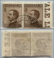 Regno - Vittorio Emanuele III - 1908 – 40 Cent Michetti (84+84i) – Non Dentellato A Destra In Coppia Col Normale – Annul - Other & Unclassified
