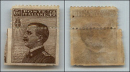 Regno - Vittorio Emanuele III - 1908 – 40 Cent Michetti (84gam Varietà) – Dentellatura Inferiore Spostata In Alto (15 Mm - Andere & Zonder Classificatie