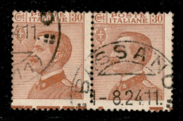 Regno - Vittorio Emanuele III - 1922 - 30 Cent Michetti (127 Varietà) Coppia Orizzontale Usata - Dentellatura Spostata C - Other & Unclassified