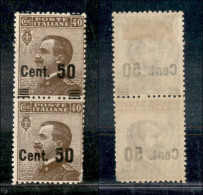 Regno - Vittorio Emanuele III - 1923 - 50 Cent Su 40 Cent Michetti (139qi + 139qia Difettoso In Angolo) - Coppia Vertica - Other & Unclassified
