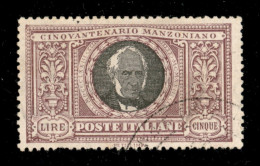 Regno - Vittorio Emanuele III - 1923 - 5 Lire Manzoni (156) Usato - Annullo Non Garantito - Other & Unclassified
