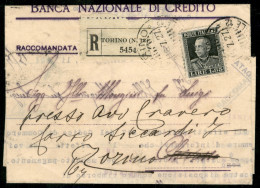 Regno - Vittorio Emanuele III - 1,28 Lire Parmeggiani (215) Isolato Su Raccomandata Da Torino A Chiavasso 16.7.27 - Risp - Autres & Non Classés