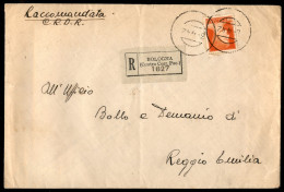 Repubblica - Vittorio Emanuele III - Annullo Muto Tipo Guller 3.4.42 Su Raccomandata Con Imperiale 1,75 Lire  Da Bologna - Altri & Non Classificati