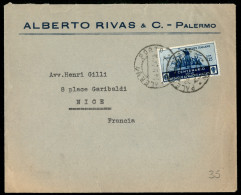 Regno - Vittorio Emanuele III - Medaglie Al Valore 1,25 Lire (373) Isolato Su Lettera Da Palermo 24.9.34 Per La Francia - Sonstige & Ohne Zuordnung
