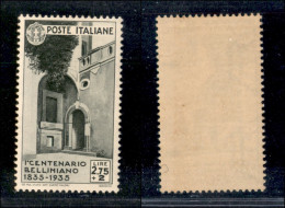 Regno - Vittorio Emanuele III - 1937 - 2,75 + 2 Lire Bellini (393) - Gomma Integra - Autres & Non Classés