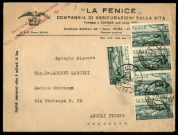 Regno - Vittorio Emanuele III - Lettera Con Orazio Singolo + Striscia Di Quattro Del 10 Cent (398) Da Roma 20.10.36 Per  - Other & Unclassified