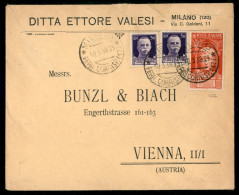Regno - Vittorio Emanuele III - Lettera Due Porti Da Milano 18.3.38 Per Vienna Con Imperiale Due 50 Cent + Augusto 75 Ce - Sonstige & Ohne Zuordnung