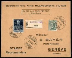 Regno - P.Aerea/Aerogrammi - Aerogramma Esperimento Posta Aerea Milano - Ginevra 3.11.1925 - Altri & Non Classificati