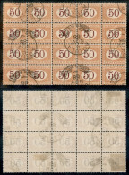 Regno - Segnatasse - 1870 - 50 Cent (9 - Segnatasse) - Blocco Di 20 Usato - Aquila Cassiere Postale 5 Nov. 88 - Raro Ins - Other & Unclassified