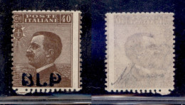 Regno - B.L.P. - 1921 - 40 Cent (4Am - Azzurro Nera) Senza Punto Dopo P - Gomma Integra (900) - Andere & Zonder Classificatie