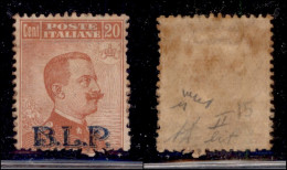 Regno - B.L.P. - 1922 - 20 Cent BLP (7) - Gomma Recuperata (bruna) - Dentellatura Carente In Basso - A. Diena + Chiavare - Altri & Non Classificati