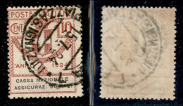 Regno - Parastatali - 1924 - 10 Cent Assicuraz. Sociali (25 - Varietà) Usato - Dicitura Obliqua - Non Catalogato - Autres & Non Classés