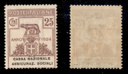 Regno - Parastatali - 1924 - 25 Cent Assicuraz. Sociali (26) - Gomma Integra (137) - Sonstige & Ohne Zuordnung