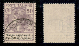 Regno - Parastatali - 1924 - 50 Cent Assicuraz. Sociali (28) Usato (220) - Otros & Sin Clasificación