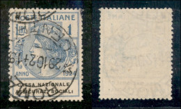 Regno - Parastatali - 1924 - 1 Lira Assicuraz. Sociali (29) Usato - Ottimamente Centrato - Other & Unclassified