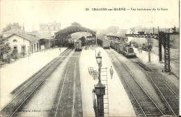 11019 CPA Gare De Chalon Sur Marne - Vue Intérieure De La Gare - Stazioni Con Treni