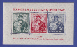 Bizone 1949 Exportmesse Hannover Mi.-Nr. Block 1 A **  Gpr. SCHLEGEL BPP - Postfris