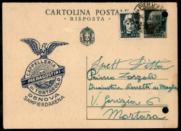 Regno - Interi - Cartolina Postale Imperiale 15 Cent Risposta Con Pubblicità A Stampa Cappelleria Pieragostini Di Tortar - Otros & Sin Clasificación