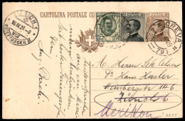 Regno - Interi - Cartolina Postale Con Affrancatura Aggiuntiva Da Creva 15.4.29 Per La Svizzera E Rispedita - Andere & Zonder Classificatie