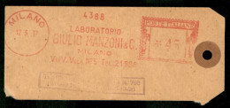 Regno - Documenti/Varie - Affrancatura Meccanica Rossa Da 45 Cent Laboratorio Giulio Manzoni Milano Su Talloncino Saggio - Sonstige & Ohne Zuordnung