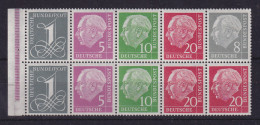Bund 1958/60 Heuss Und Ziffer Heftchenblatt Mi.-Nr. 8 Y II Postfrisch ** - 1951-1970