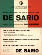 Regno - Volantini Lanciati Da Aereo - 1946 - La Costituente (C.N.R) - Milano 30 Novembre Teatro Del Verme - De Sario - V - Otros & Sin Clasificación