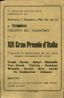 Regno - Volantini Lanciati Da Aereo - 1948 (5 Settembre) - Circuito Del Valentino - Torino XIX Gran Premio D'Italia - Vo - Sonstige & Ohne Zuordnung
