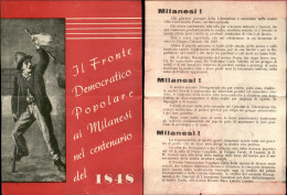 Regno - Volantini Lanciati Da Aereo - 1948 - Il Fronte Democratico Popolare Ai Milanesi Nel Centenario Del 1848 - Volant - Altri & Non Classificati