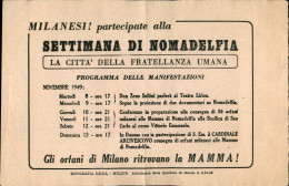 Regno - Volantini Lanciati Da Aereo - 1949 - Milano Settimana Del Normadelfia - Volantino Della Manifestazione - Altri & Non Classificati