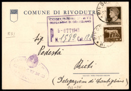 RSI - 29 Settembre 1943 - Cartolina Da Rivodutri A Rieti - Altri & Non Classificati