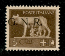 RSI - G.N.R. Brescia - 1943 - 5 Cent (470/Ipc) - Punto Grosso Dopo R - Soprastampa A Sinistra - Gomma Integra - Otros & Sin Clasificación