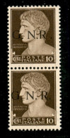 RSI - G.N.R. Brescia - 1943 - 10 Cent (471/I L + 471/I) - Coppia Verticale (pos. 186/196) - R Accostato A N In Alto - Go - Altri & Non Classificati