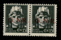 RSI - G.N.R. Brescia - 1943 - 15 Cent (472/Il + 472/I) - Coppia Con R Accostato A Sinistra - Gomma Integra - Other & Unclassified