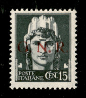 RSI - G.N.R. Brescia - 1943 - 15 Cent (472/Ibb) - Punto Grosso Dopo N - Gomma Integra - Altri & Non Classificati