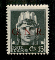 RSI - G.N.R. Brescia - 1943 - 15 Cent (472/Ipd) - Punto Piccolo Basso Dopo N - Gomma Integra - Autres & Non Classés