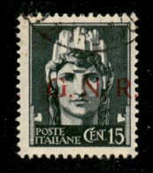 RSI - G.N.R. Brescia - 1943 - 15 Cent (472/Ihb Varietà) Usato - Punto Dopo R Ripetuto A Sinistra - Non Catalogato - Andere & Zonder Classificatie