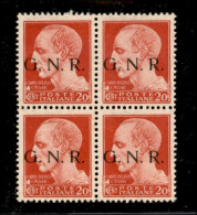 RSI - G.N.R. Brescia - 1943 - 20 Cent (473/I) In Quartina - Gomma Integra (96+) - Sonstige & Ohne Zuordnung